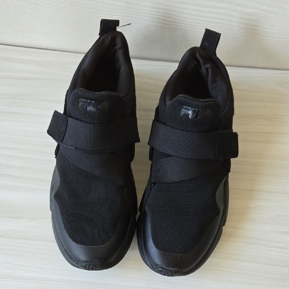 FILA Black Slip-On Cross-Strap Sneakers - Picture 3 of 14